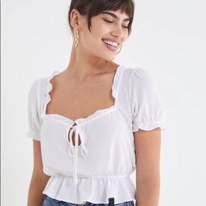 *RED* Urban Outfitters Crop Top Puff Sleeves